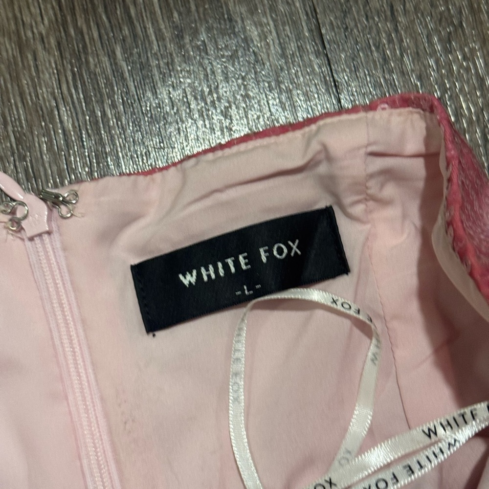 White Fox Boutique Pink and White Sequin Mini Dress - Picture 3 of 4